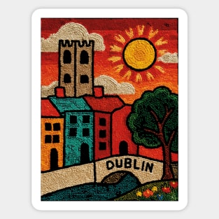 Dublin Ireland Linocut Print | Vintage Temple Bar Cobblestone Sticker